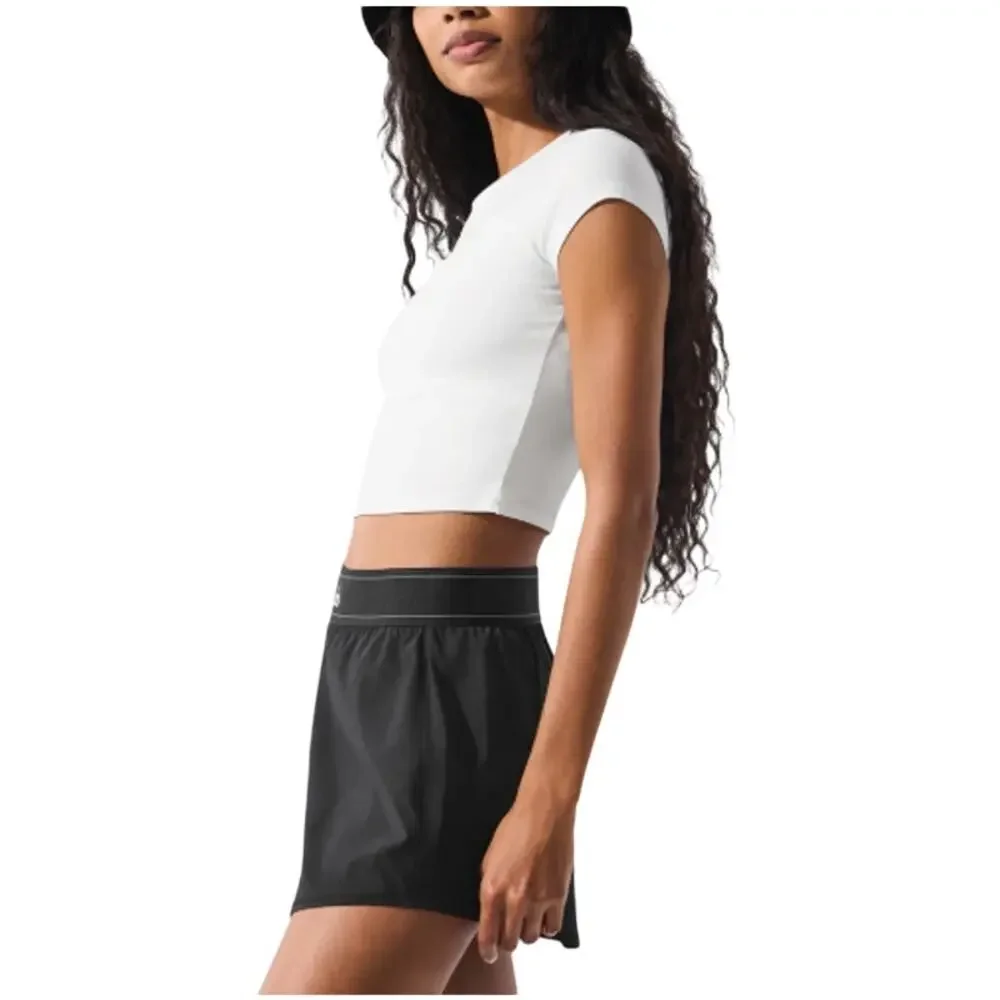 Alo Yoga White Alosoft Crop Finesse Short Sleeve Top Size XS